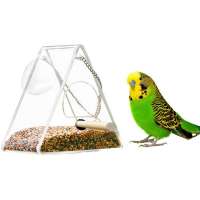 Weatherproof Hanging Bird Feeder Triangle Acrylic Bird Seed Feeder with Stand