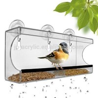 Clear Acrylic Long Window Hanging Bird Feeder with sucker